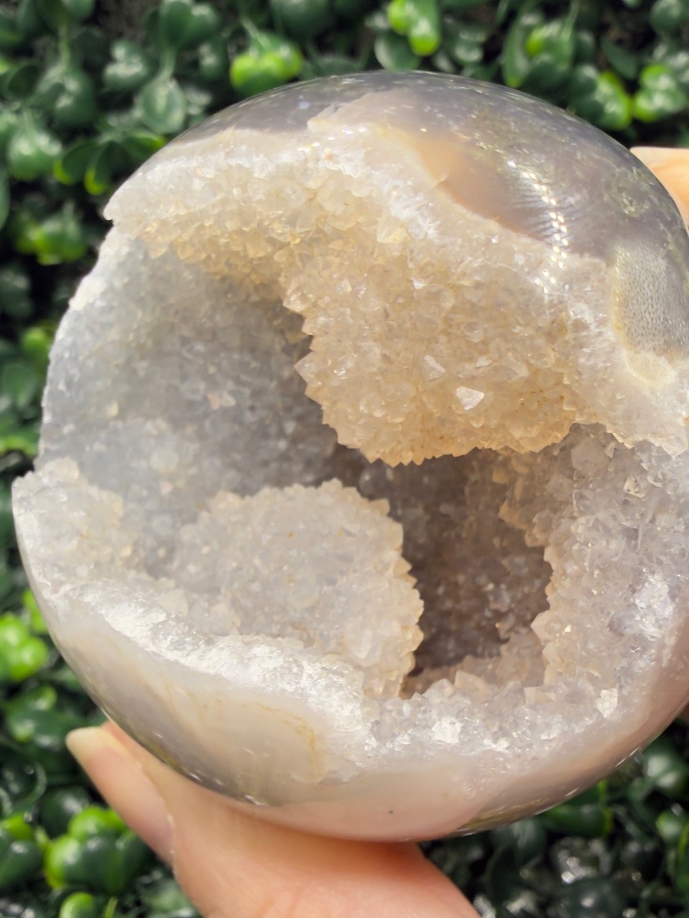 Druzy Moss Agate Sphere 60mm - Picture 3 of 9